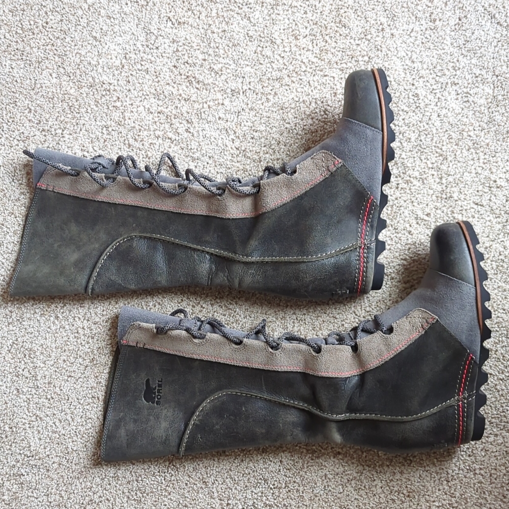 Sorel Womens Cate the Great Wedge Knee High Lace Up Tall Leather Boots Size 7